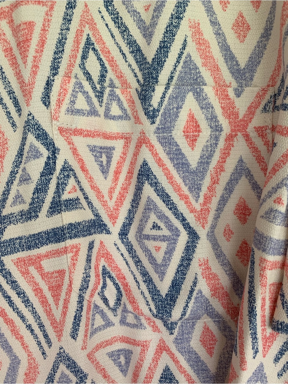 Tommy Bahama Short-Sleeve Button-Up in Coral & Blue Diamond Print - Picture 6 of 6